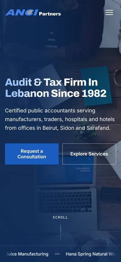 ANCI Partners website shown on a phone