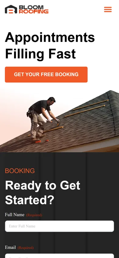 Bloom Roofing - mobile view