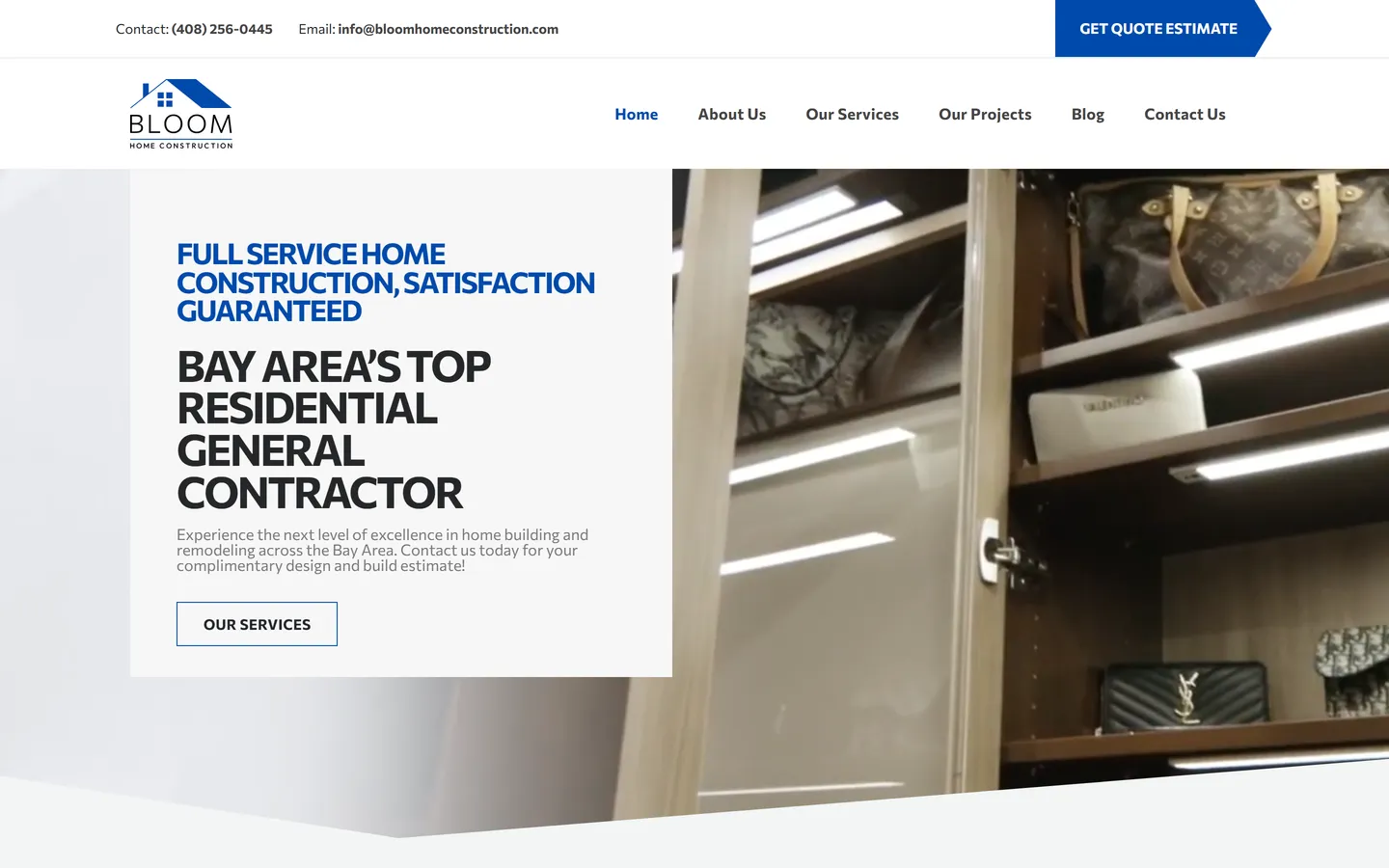 Bloom Home Construction - desktop view
