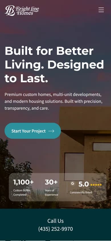 Brightline Homes - mobile view