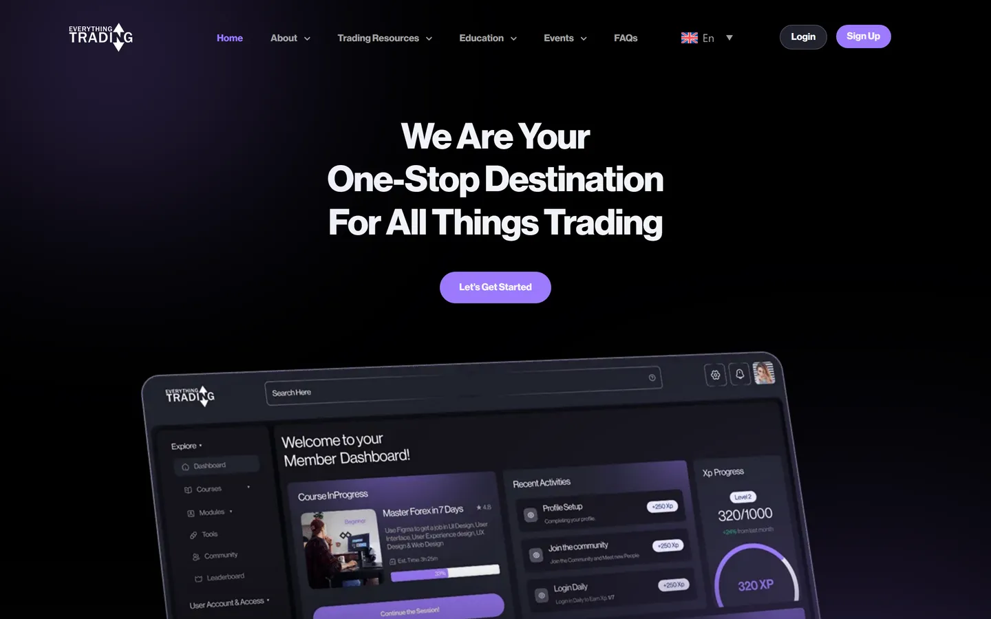 Everything Trading - desktop view