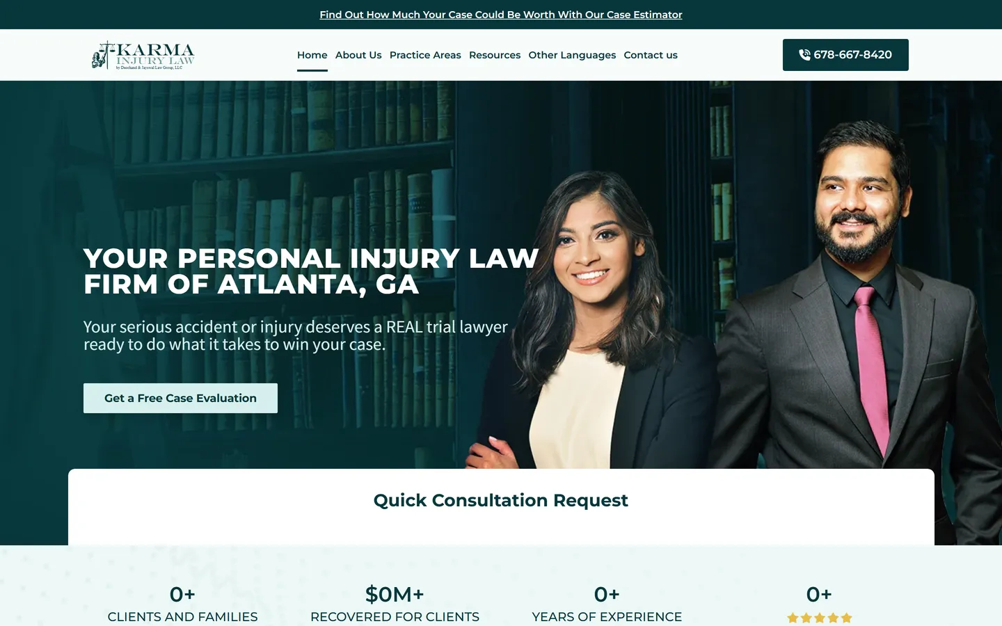 Karma Injury Law - desktop view