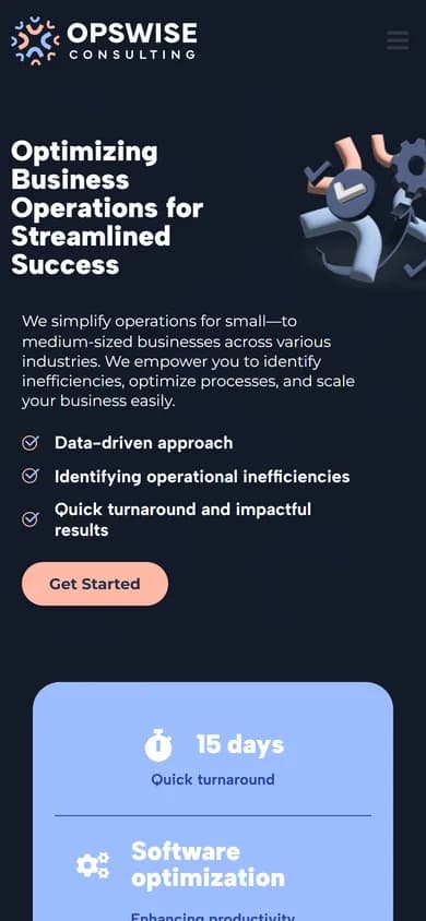 OpsWise Consulting - mobile view