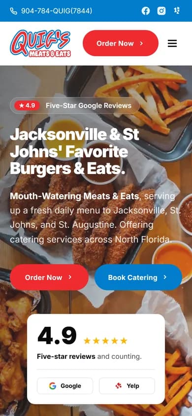 Quig's Meats & Eats - mobile view