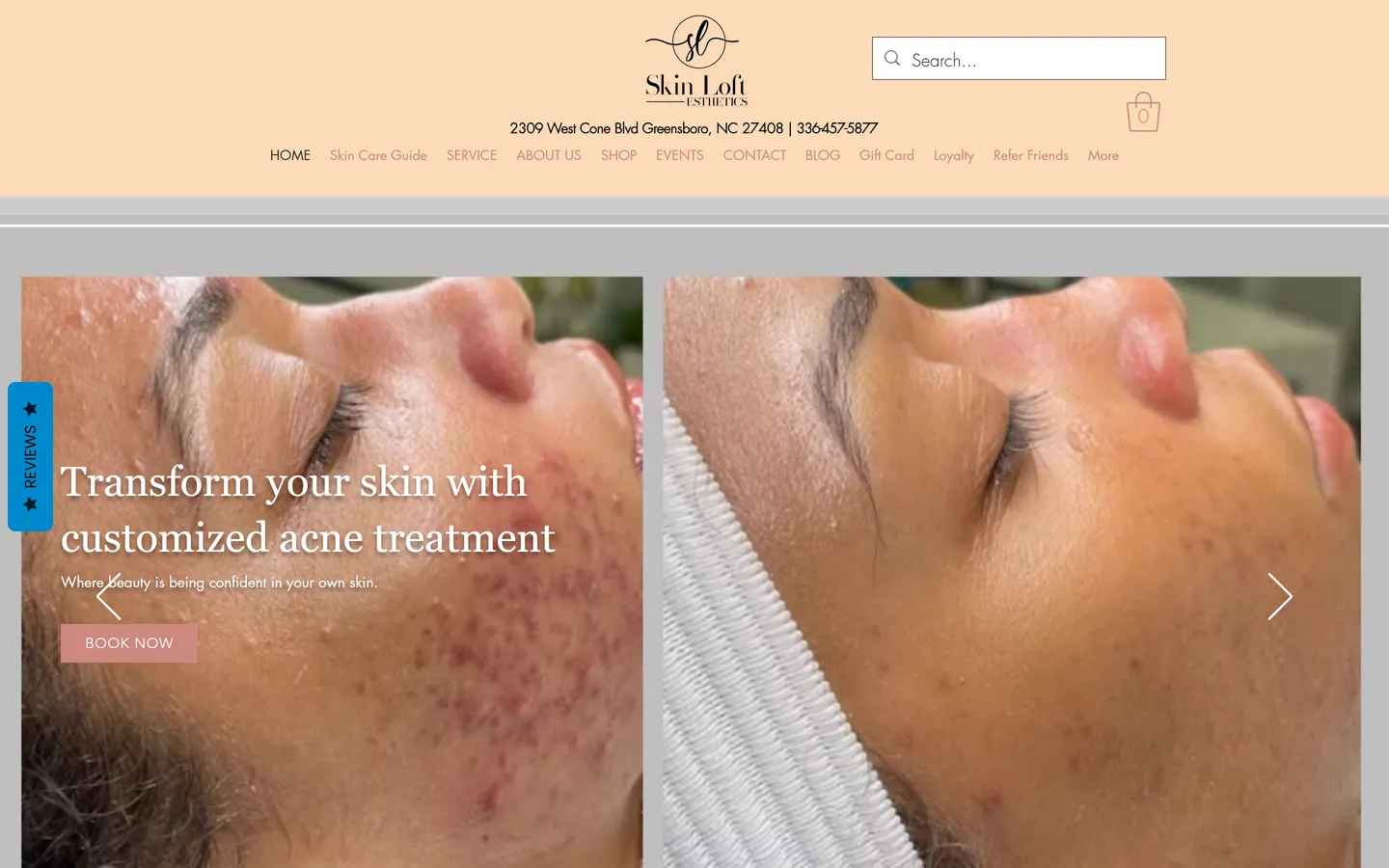 Skin Loft Esthetics - desktop view