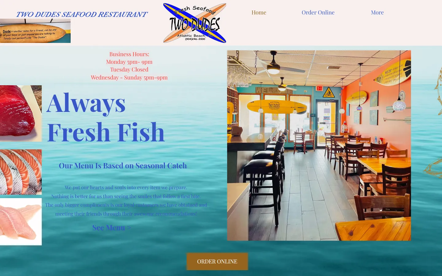 Two Dudes Seafood - desktop view